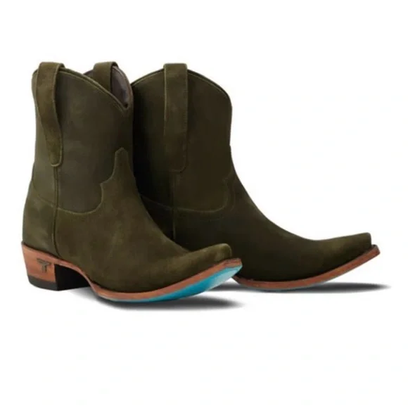 Lane Women’s Emma Jane Suede Western Booties Snip Toe 🫒 Olive Suede SZ8.5 New - Picture 1 of 7